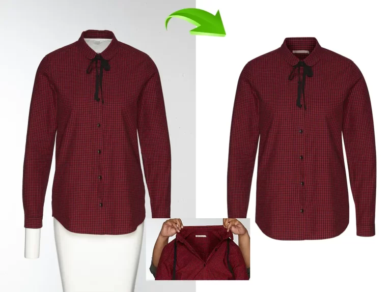 Ghost mannequin effect for apparel showcasing invisible mannequin photo editing results