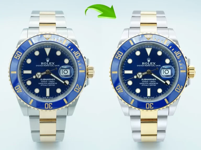 High-end watch retouching showcasing polished metal and clear details