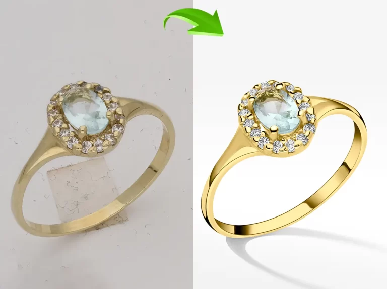 Professional jewellery retouching enhancing shine and detail