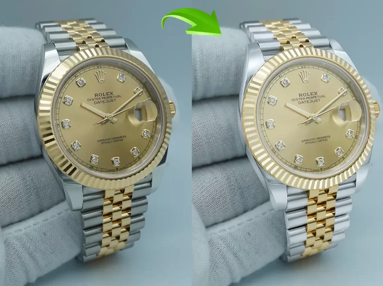 Expert watch retouching with polished metal and enhanced details