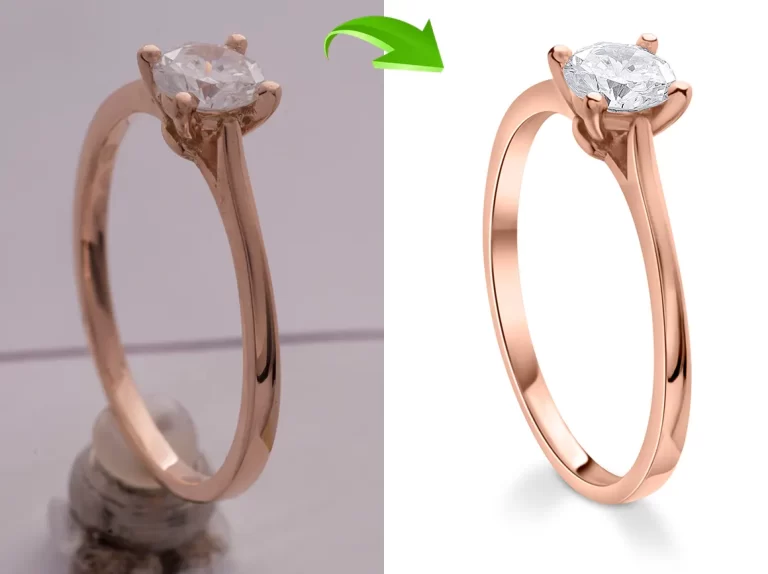 Expert jewellery retouching highlighting polished metals and gemstones