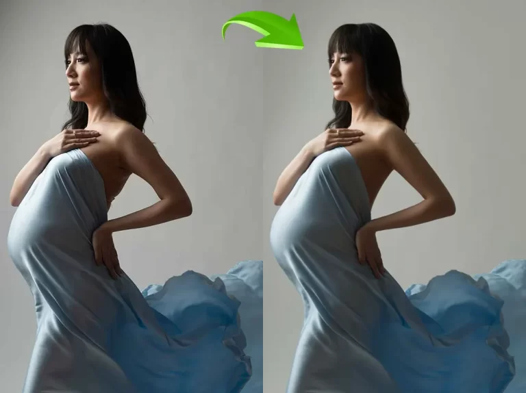 Soft and natural newborn photo retouching with skin smoothing and tone correction