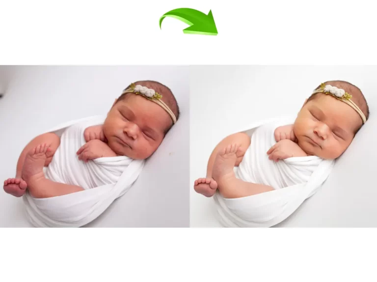 Soft and gentle newborn photo retouching with natural skin smoothing