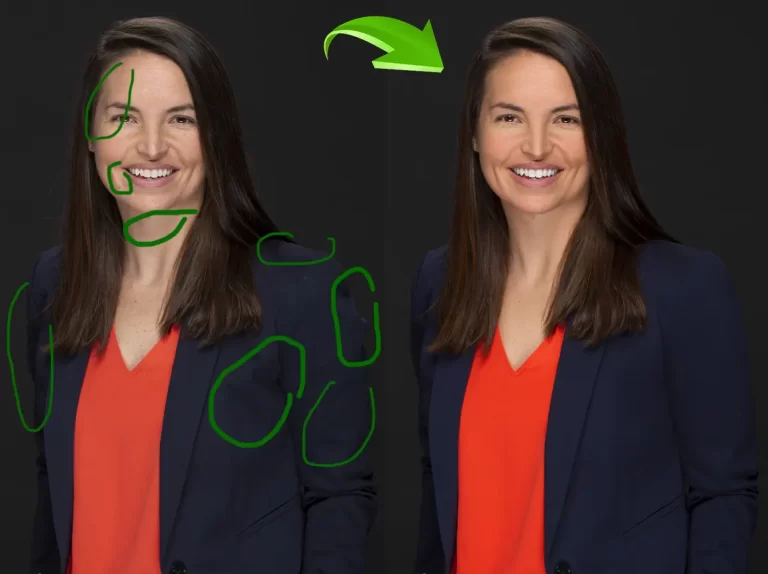 Natural portrait retouching with enhanced skin tone and smooth texture