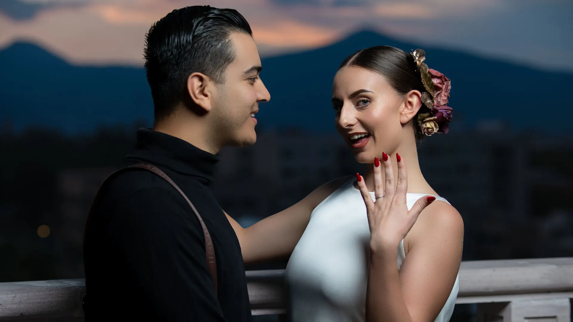 Candid engagement rings photoshoot