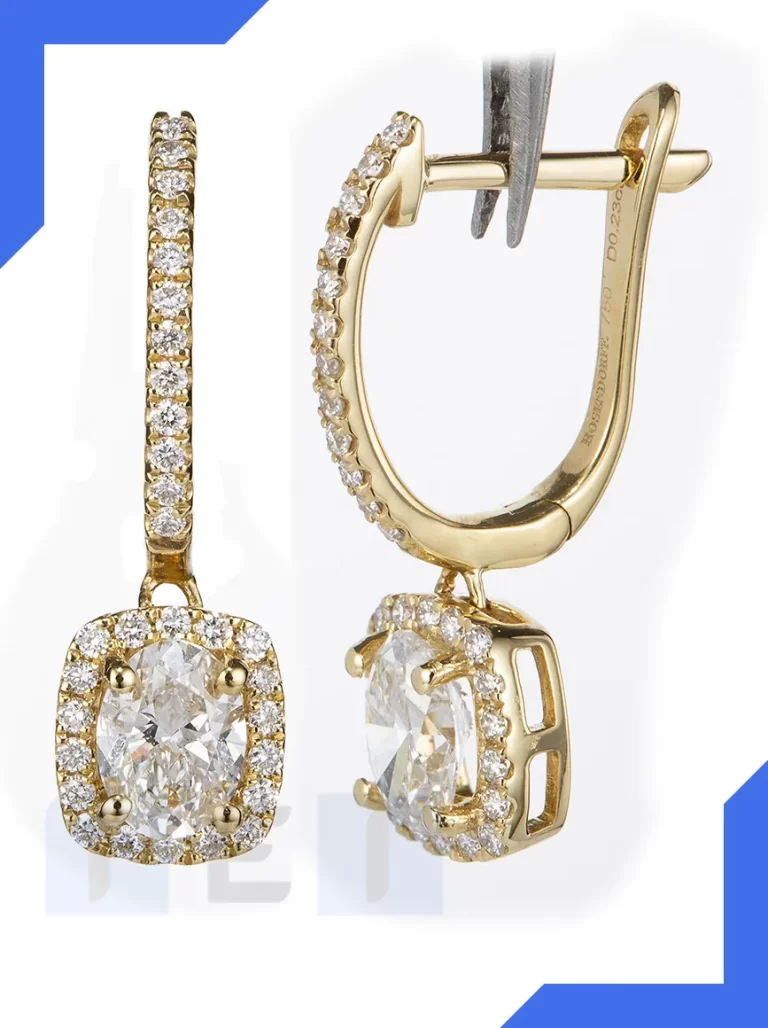 Original earring photo before retouching, showing dull metal and background imperfections