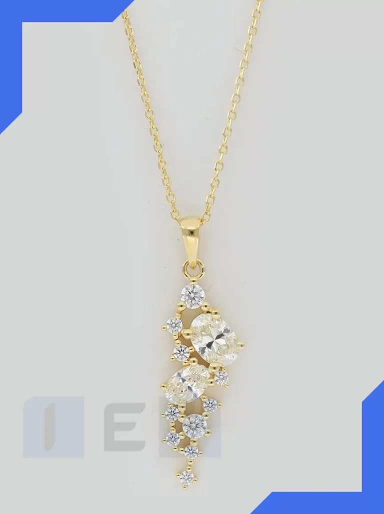Unedited necklace pendant photo with uneven gemstone color and dull tone