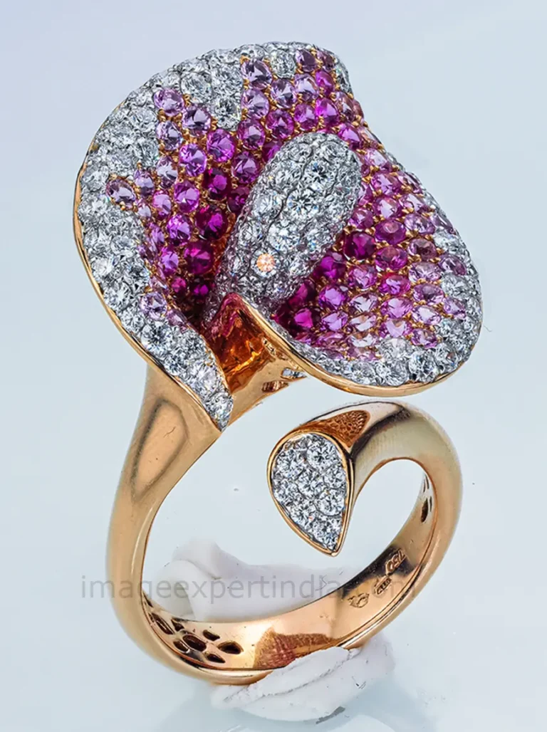 Unedited diamond jewelry photo showing lack of brilliance, dust, and shadows