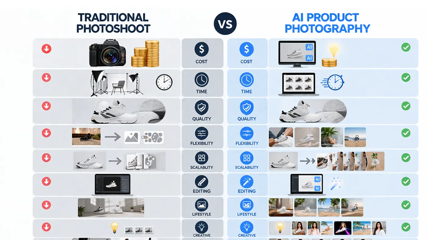 AI Product Photography vs Traditional Photoshoot Compression
