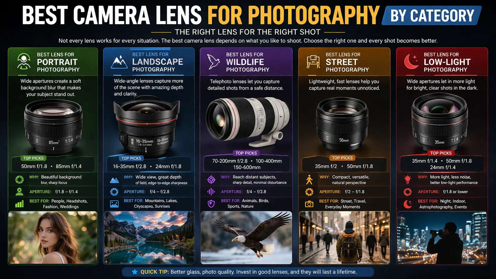 Best Camera Lens for Photography by Category