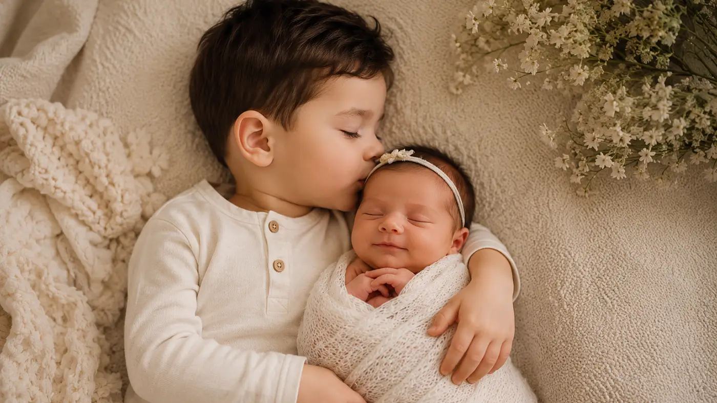 Sibling for Newborn Pictures at Home